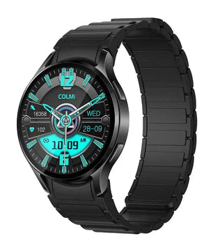 Black AIFIT COLMI smartwatch with metal band and AMOLED display