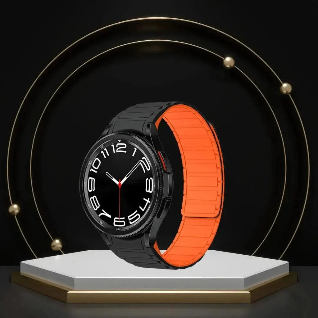 Black AIFIT COLMI smartwatch with orange band and AMOLED display for sleek style
