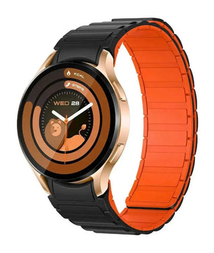 Gold AIFIT Colmi smartwatch with black and orange band and AMOLED display