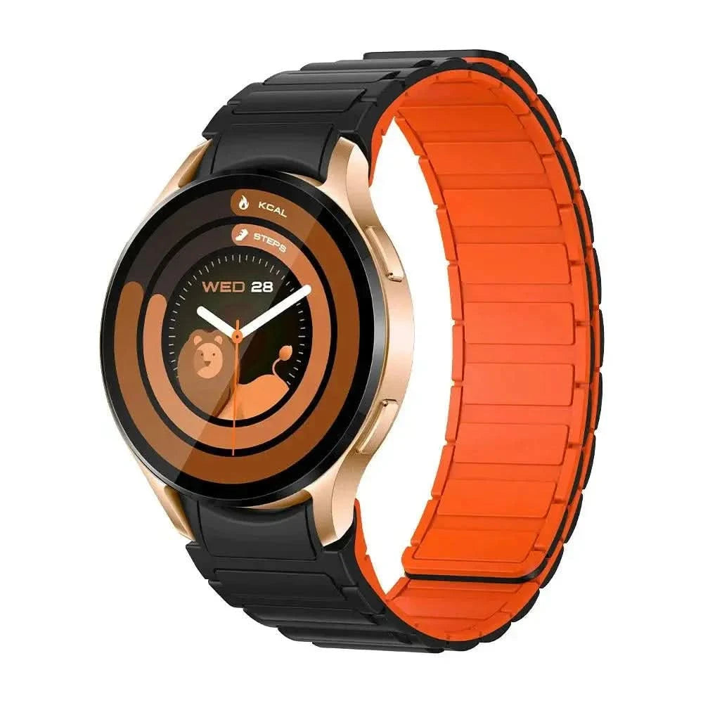Gold AIFIT Colmi smartwatch with black and orange band and AMOLED display