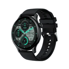 Black GraceWatch smartwatch with round face, featuring fitness tracker and Bluetooth calling