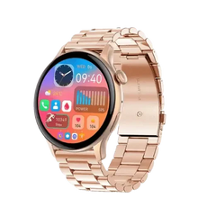 GraceWatch rose gold smartwatch featuring a digital display and fitness tracker functionality