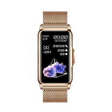 Rose gold smartwatch WristFit | Lige with stylish gold mesh band and sleek design