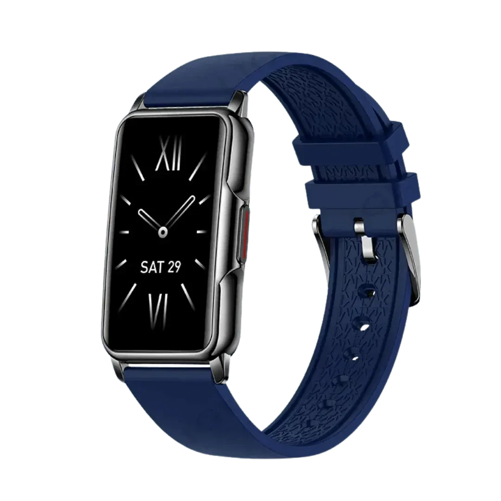 Blue smart watch with silver casing from WristFit | Lige, stylish smart bracelet alternative