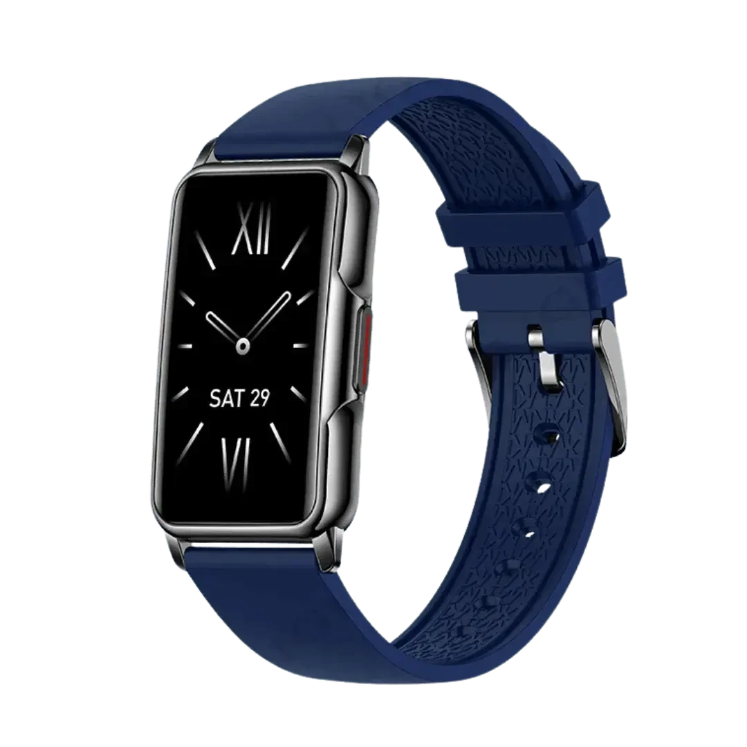 Blue smart watch with silver casing from WristFit | Lige, stylish smart bracelet alternative