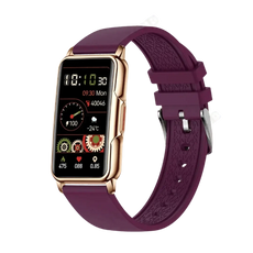 Burgundy smart watch with gold trim from WristFit Lige, featuring a stylish gold mesh band
